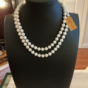 Marcella Vintage White Glass Gold Tone choker necklace.